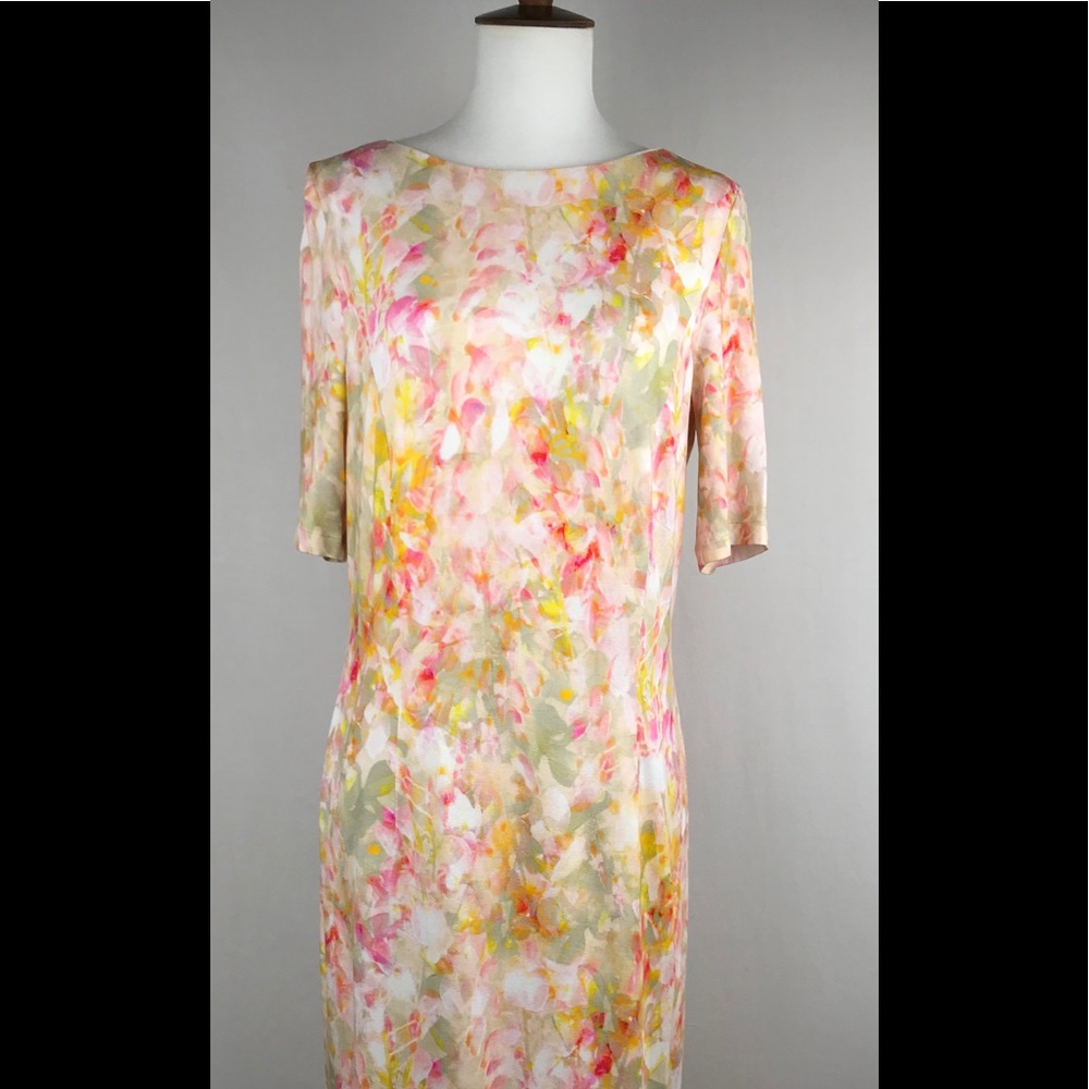 Basler dress and matching sheer sweater pink